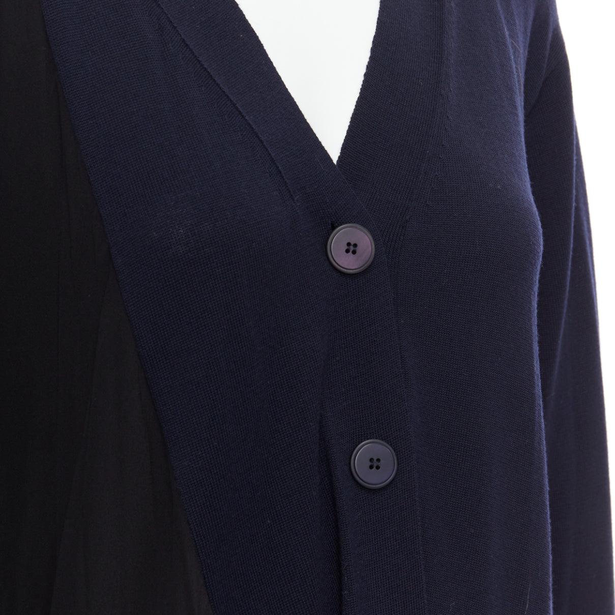 STELLA MCCARTNEY 2017 navy contrast material high low cardigan IT34 XS For Sale 3