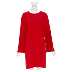 STELLA MCCARTNEY 2017 Ren Ren Tiered Fringe Sleeve Cady shift dress IT38 XS