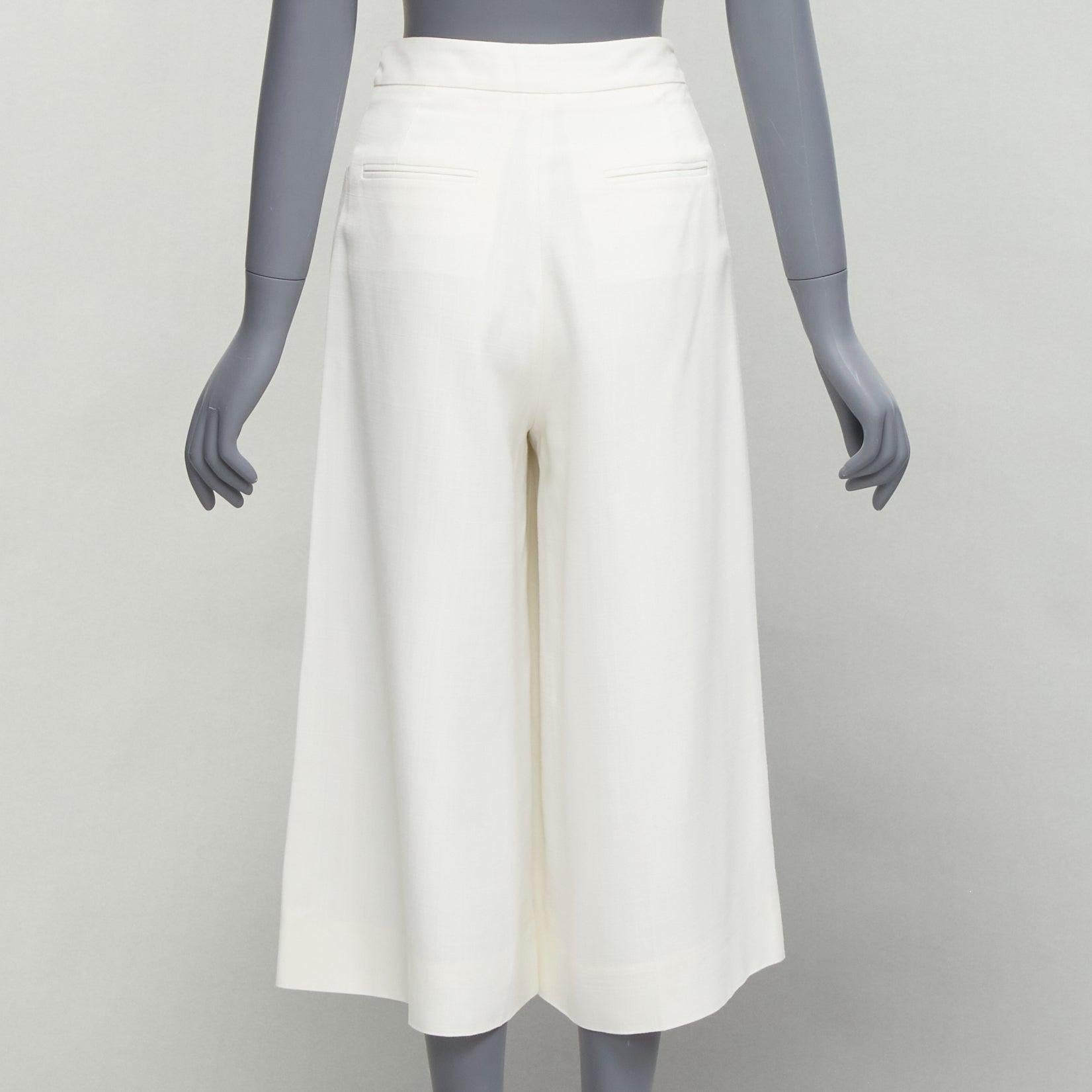 Women's STELLA MCCARTNEY 2017 white silk lined front pleats culotte pants IT34 XXS For Sale