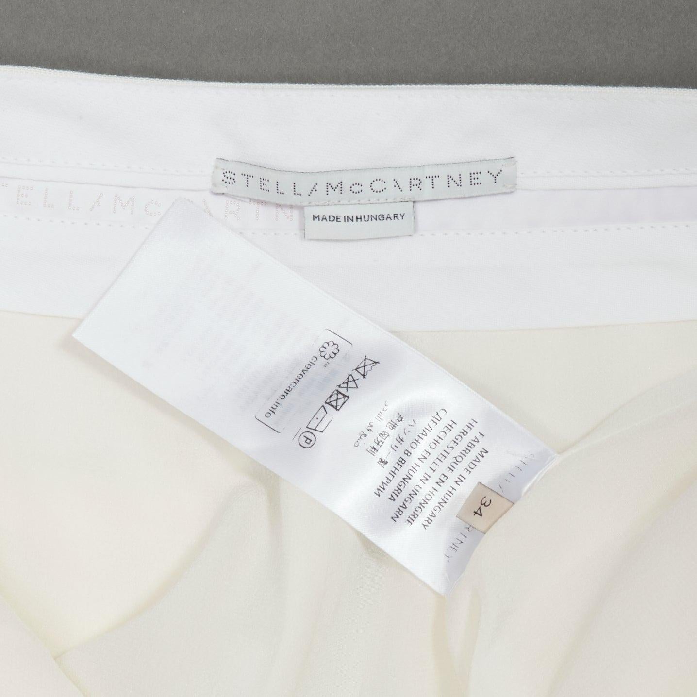 STELLA MCCARTNEY 2017 white silk lined front pleats culotte pants IT34 XXS For Sale 3