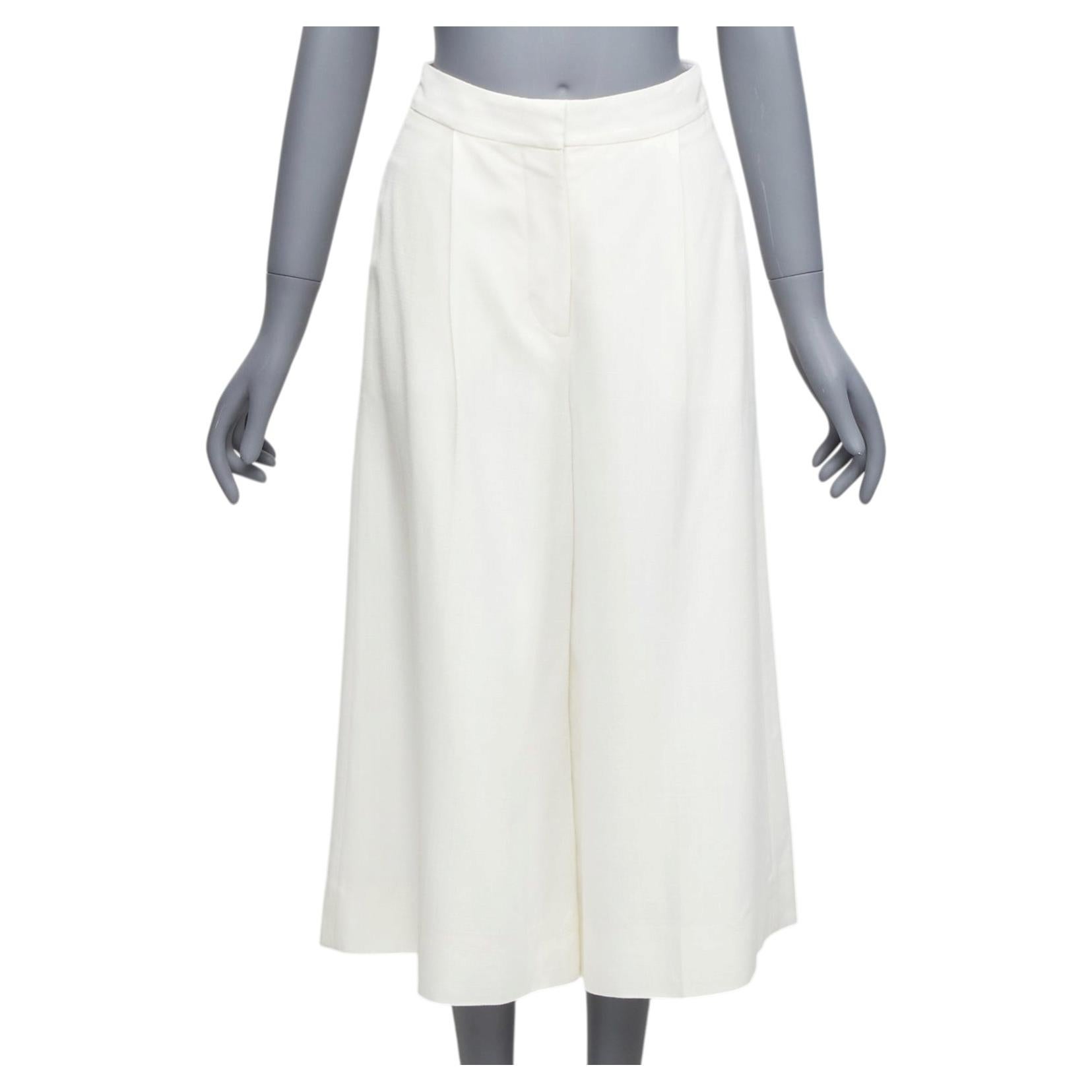 STELLA MCCARTNEY 2017 pantaloni culotte in seta bianca con pieghe frontali IT34 XXS in vendita