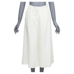 STELLA MCCARTNEY 2017 pantaloni culotte in seta bianca con pieghe frontali IT34 XXS