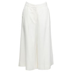 STELLA MCCARTNEY 2017 pantaloni culotte in seta bianca con pieghe frontali IT34 XXS