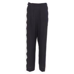 STELLA MCCARTNEY 2018 Pantalones de encaje blanco negro 100% seda IT36 XXS
