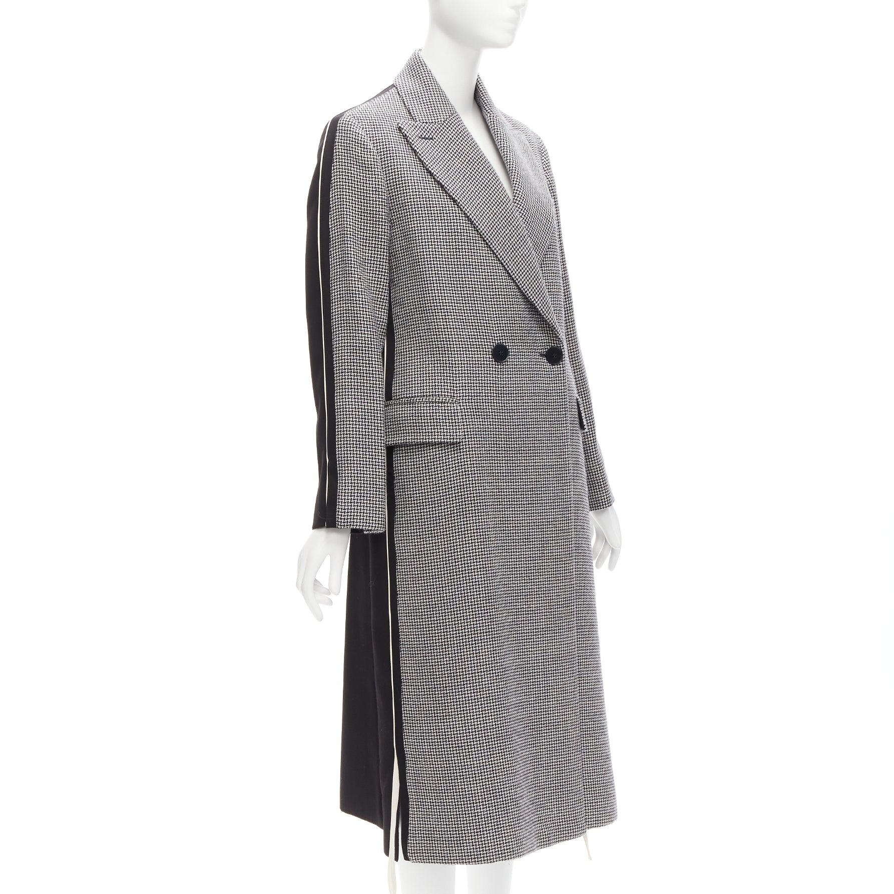 STELLA MCCARTNEY 2018 100% wool grey houndstooth bicolor tailored coat IT38 XS In Excellent Condition In Hong Kong, NT