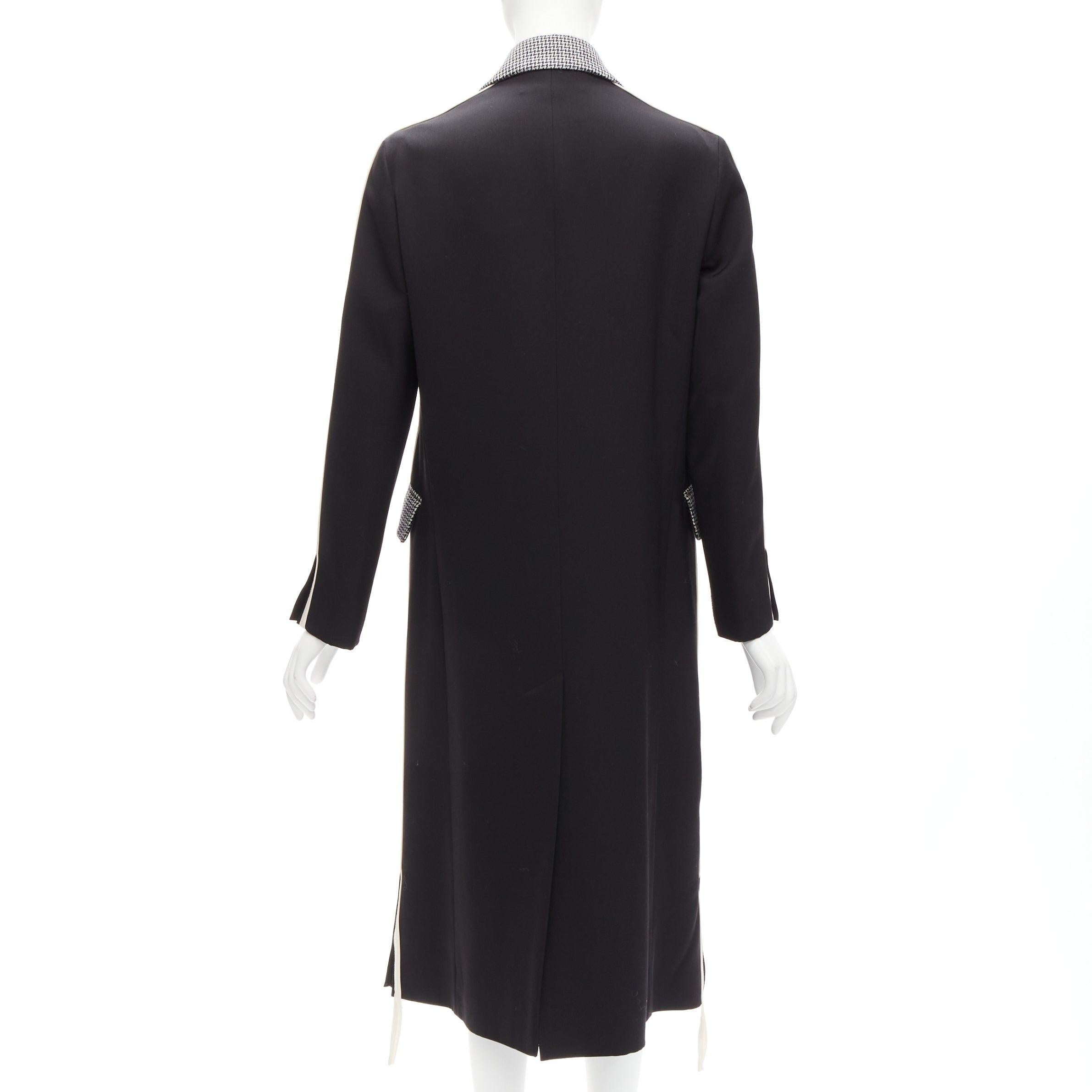 Women's STELLA MCCARTNEY 2018 100% wool grey houndstooth bicolor tailored coat IT38 XS