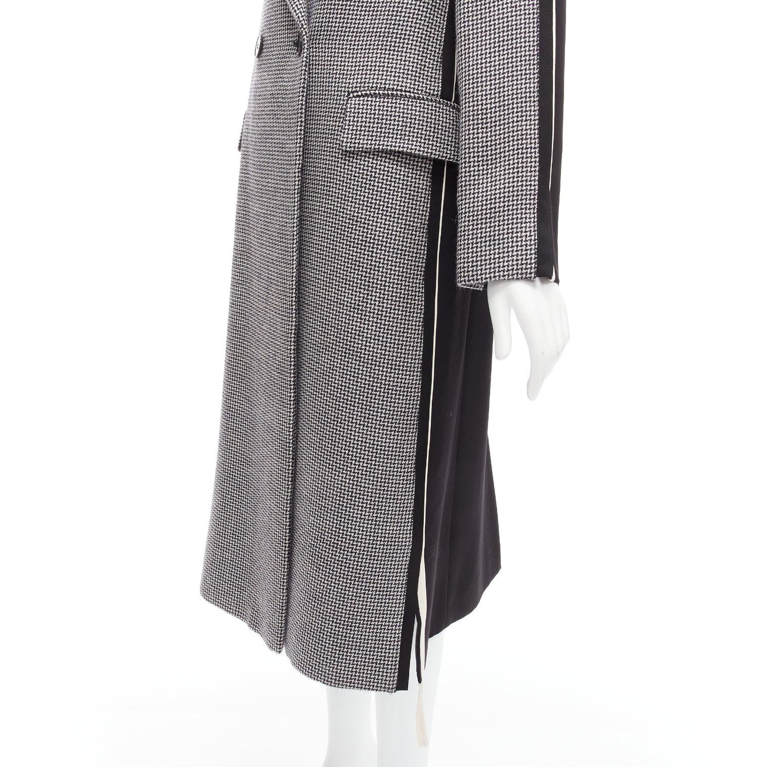 STELLA MCCARTNEY 2018 100% wool grey houndstooth bicolor tailored coat IT38 XS 2