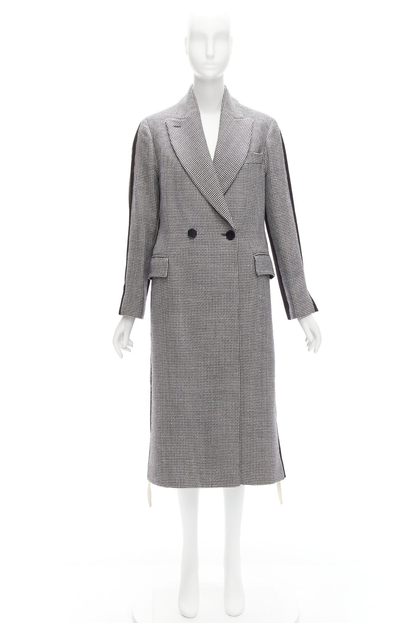 STELLA MCCARTNEY 2018 100% wool grey houndstooth bicolor tailored coat IT38 XS 4