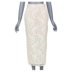 STELLA MCCARTNEY 2018 lace overlay elegant cocktail nude lined pencil skirt IT38