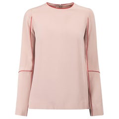 Stella McCartney 2018 Pink Silk Long Sleeves Red Accent Blouse Size XXS