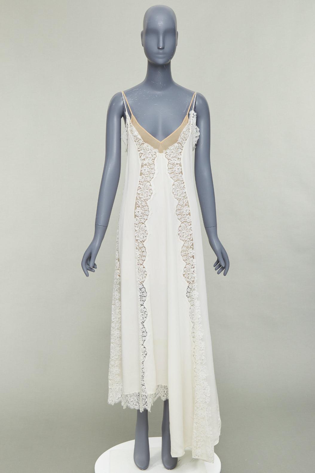 STELLA MCCARTNEY 2018 Seiden-Baumwollmischung Spitzenbesatz geschichtetes Brautkleid IT36 XXS im Angebot 5