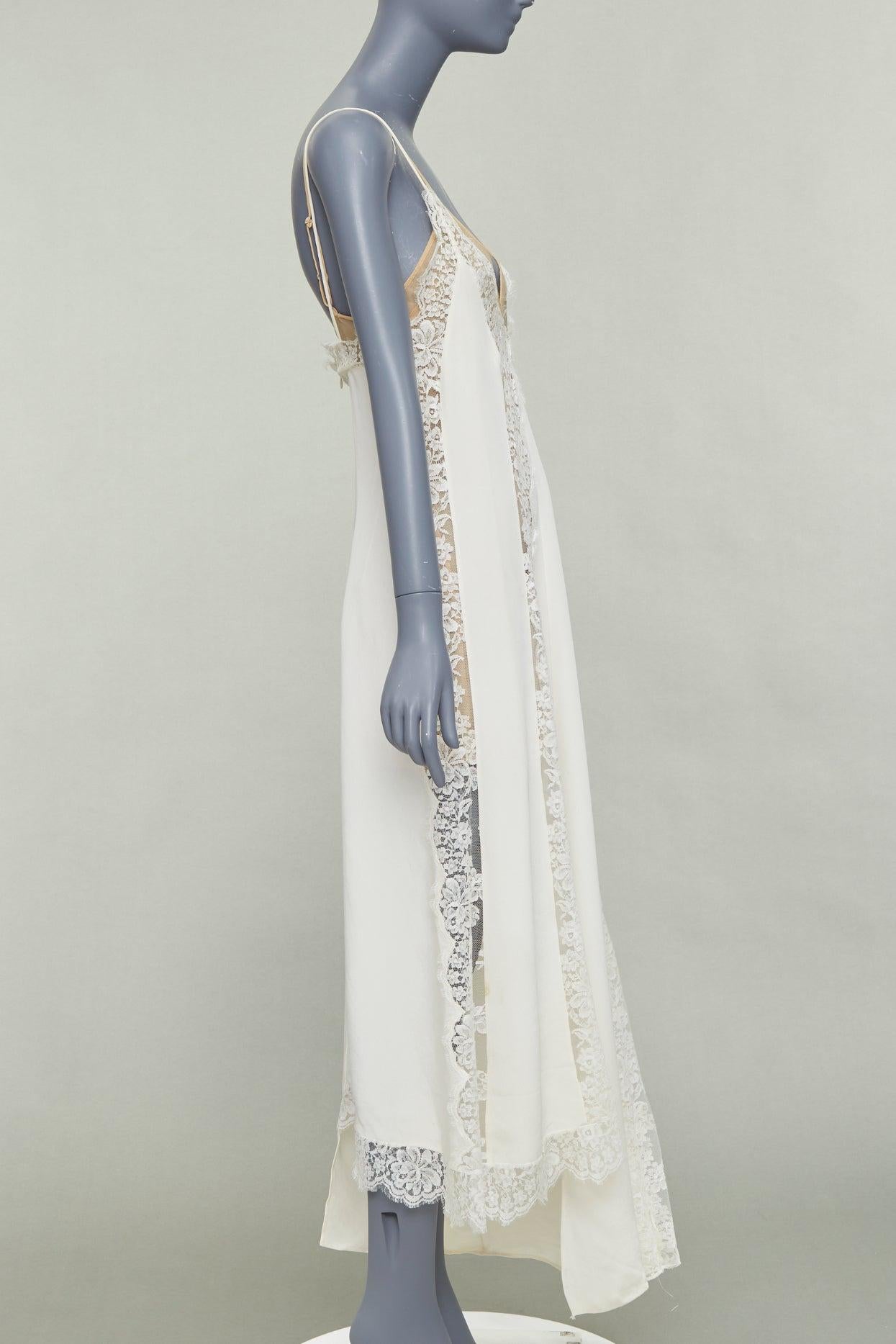 STELLA MCCARTNEY 2018 Seiden-Baumwollmischung Spitzenbesatz geschichtetes Brautkleid IT36 XXS im Zustand „Relativ gut“ im Angebot in Hong Kong, NT
