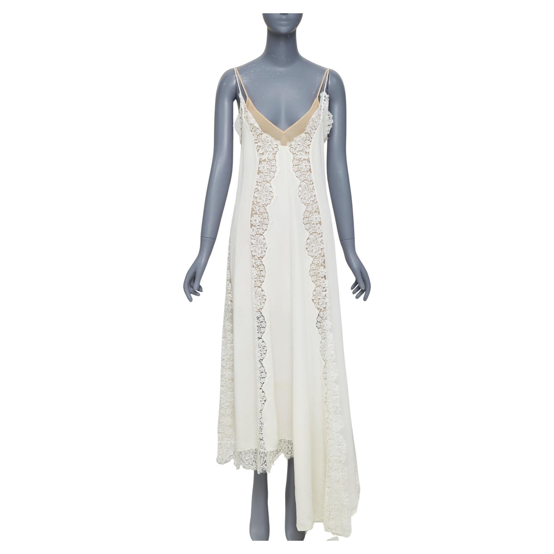 STELLA MCCARTNEY 2018 Seiden-Baumwollmischung Spitzenbesatz geschichtetes Brautkleid IT36 XXS im Angebot