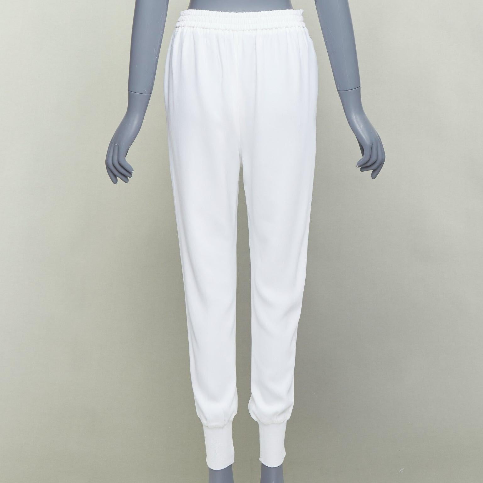 Donna Stella McCartney 2019 pantaloni jogger minimal in misto viscosa color crema IT36 XXS in vendita