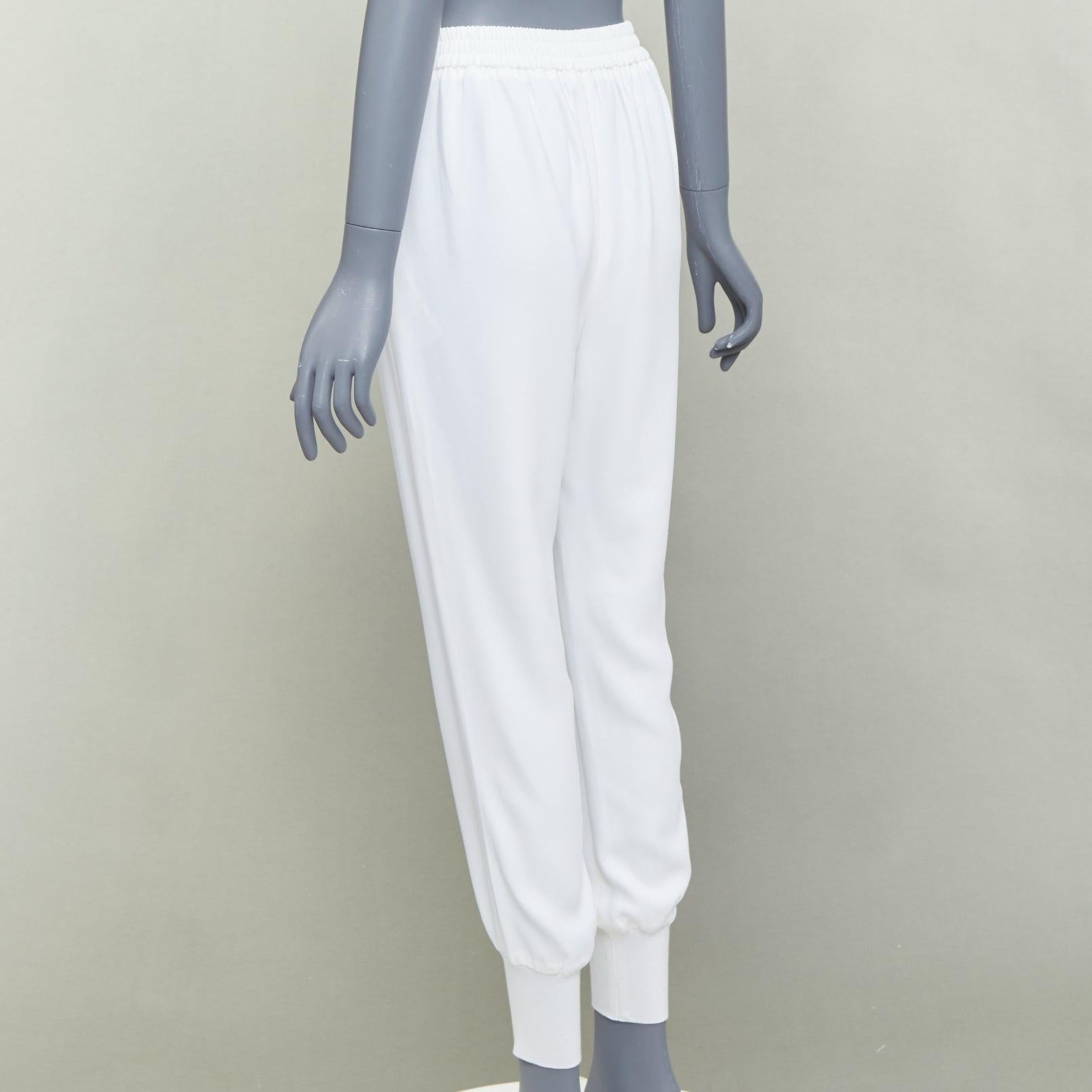Stella McCartney 2019 pantaloni jogger minimal in misto viscosa color crema IT36 XXS in vendita 1
