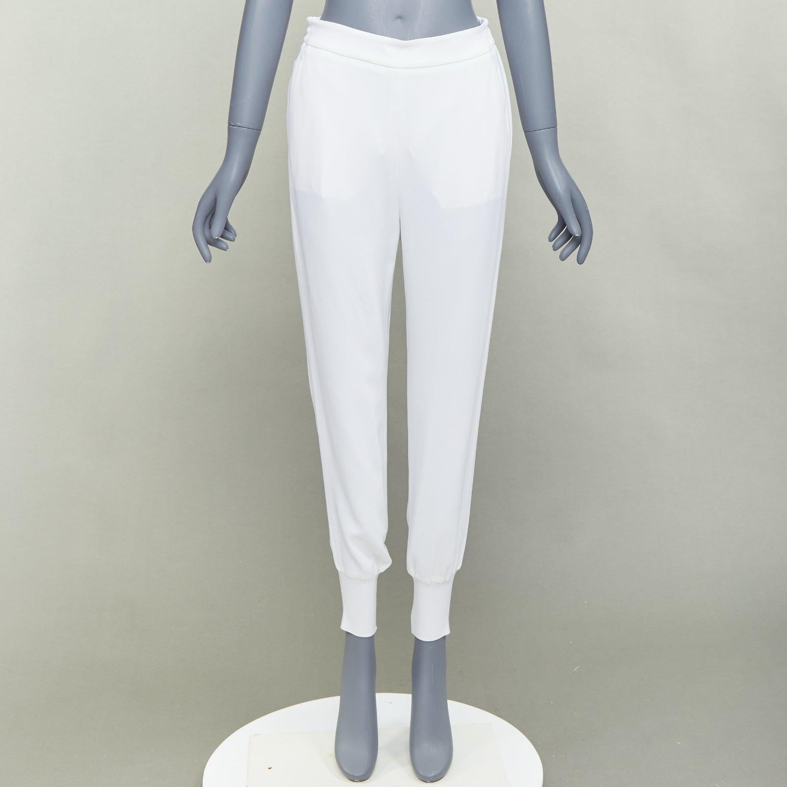 Stella McCartney 2019 pantaloni jogger minimal in misto viscosa color crema IT36 XXS in vendita 4