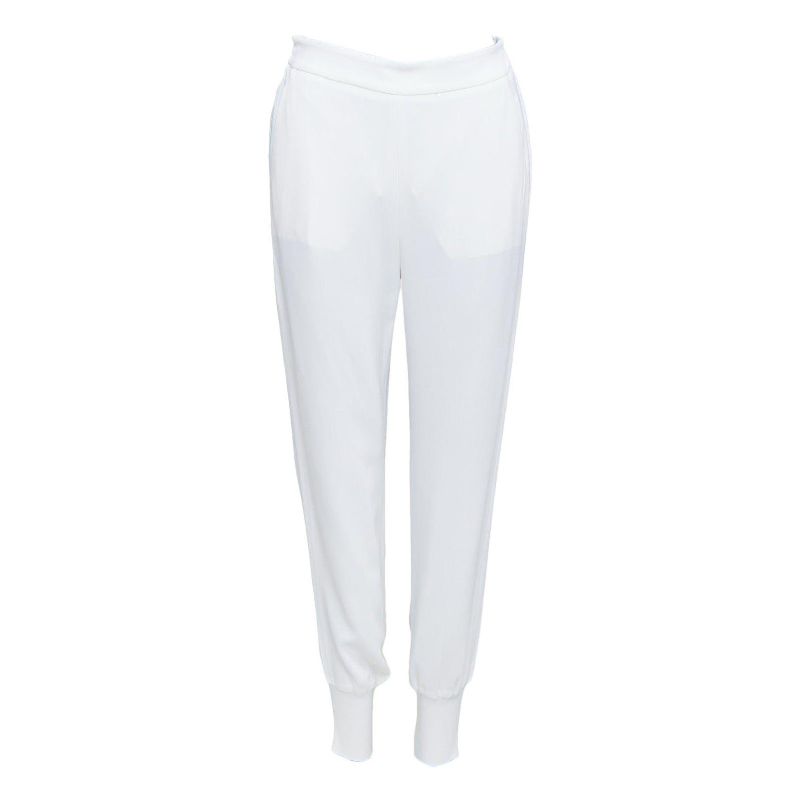 STELLA MCCARTNEY 2019 cream viscose blend minimal jogger pants IT36 XXS