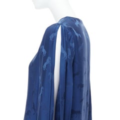 STELLA MCCARTNEY 2019 navy viscose silk horse print keyhole shirt IT36 XXS