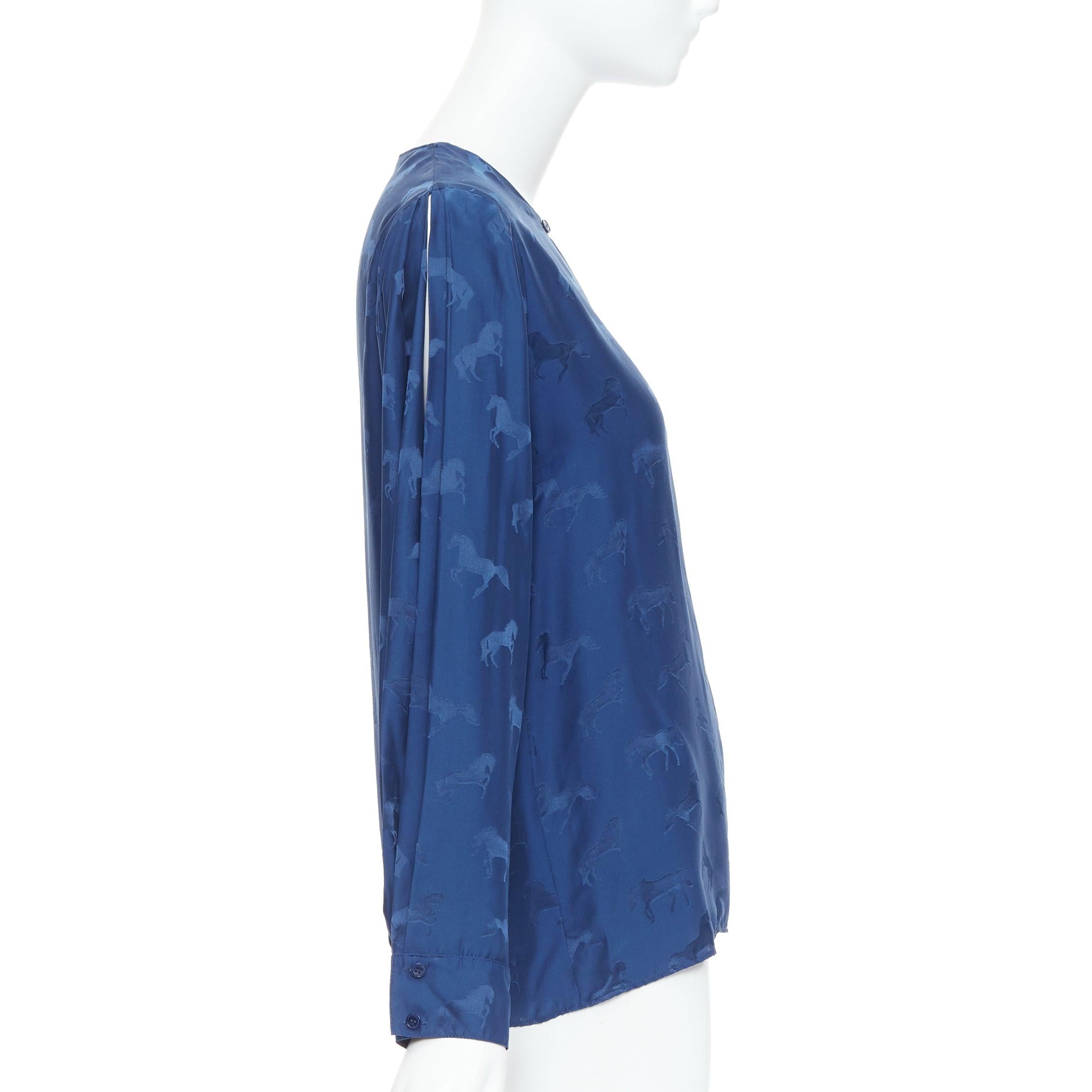 Stella McCartney 2019 camicia con buco della serratura in viscosa di seta con stampa di cavalli IT36 XXS In condizioni ottime in vendita a Hong Kong, NT