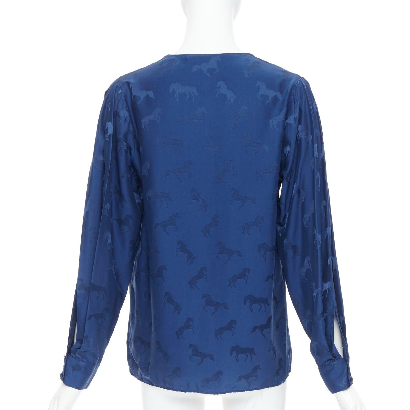 Donna Stella McCartney 2019 camicia con buco della serratura in viscosa di seta con stampa di cavalli IT36 XXS in vendita