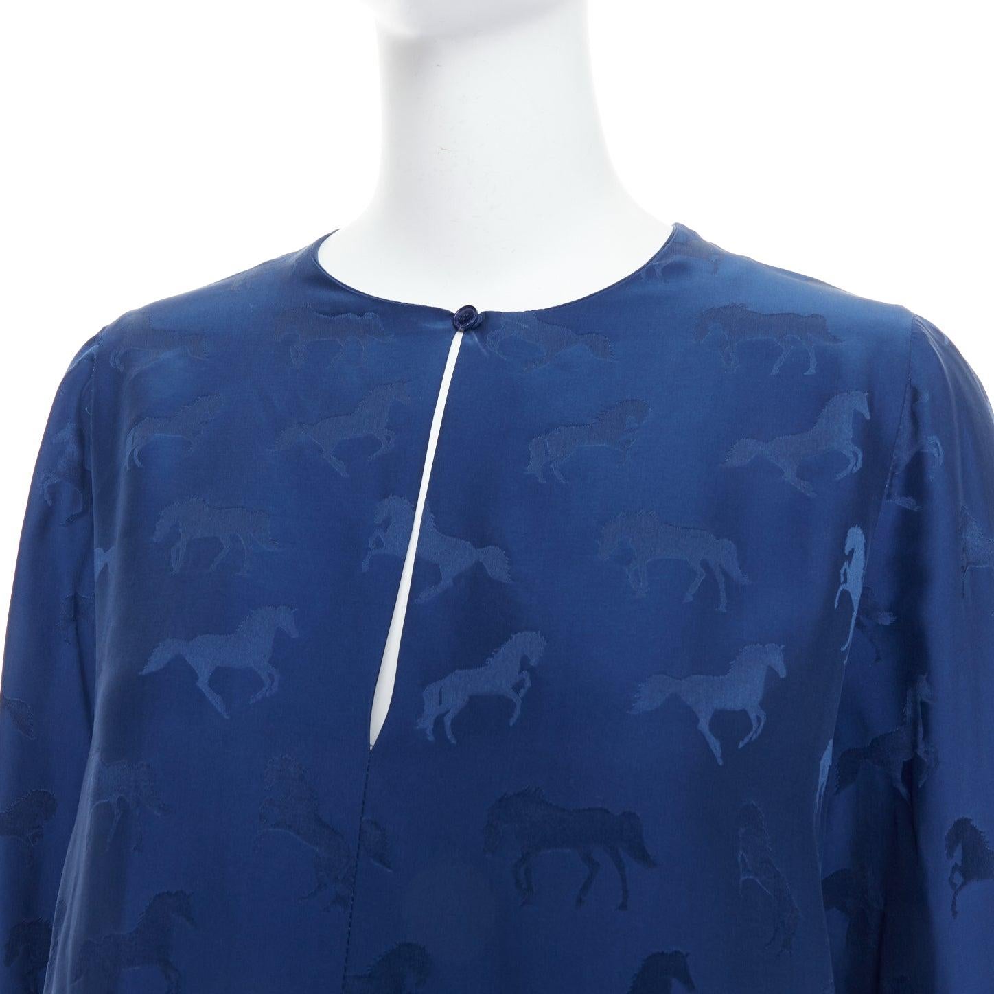 Stella McCartney 2019 camicia con buco della serratura in viscosa di seta con stampa di cavalli IT36 XXS in vendita 2