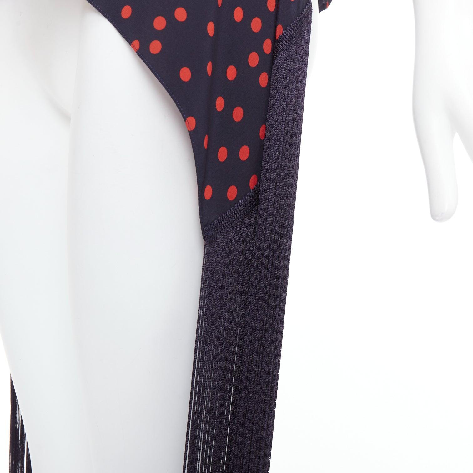 Nero Stella McCartney 2019 top in seta rossa e marina con frange Dot Dot Dot IT38 XS in vendita
