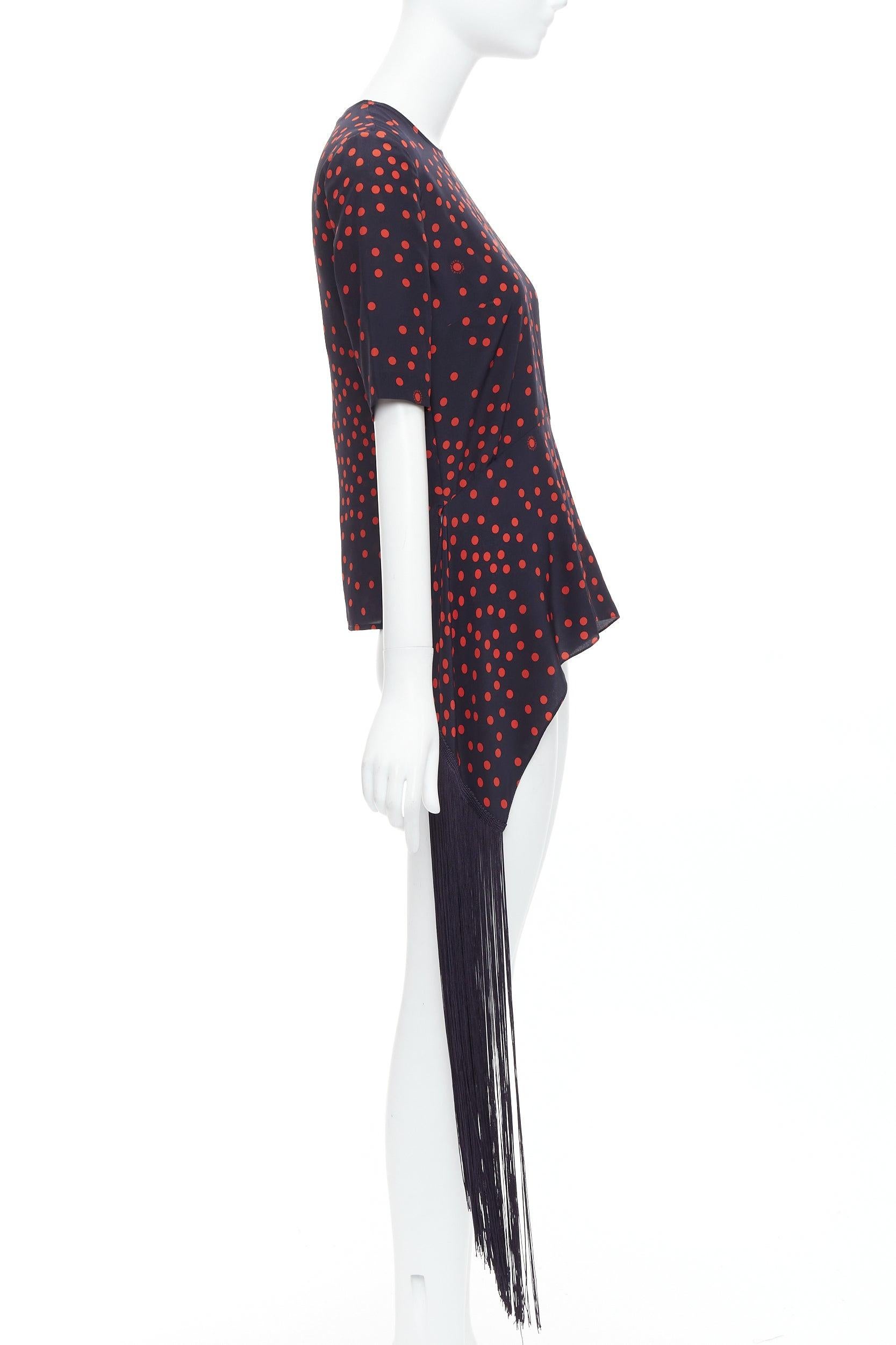 Stella McCartney 2019 top in seta rossa e marina con frange Dot Dot Dot IT38 XS In condizioni Nuovo in vendita a Hong Kong, NT