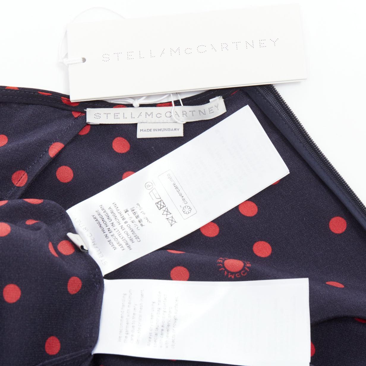 Stella McCartney 2019 top in seta rossa e marina con frange Dot Dot Dot IT38 XS in vendita 3