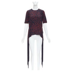 STELLA MCCARTNEY 2019 red navy silk polka dot fringe trim top IT38 XS