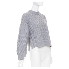 STELLA MCCARTNEY 2021 gray chunky cable organic cotton blend pullover top IT36