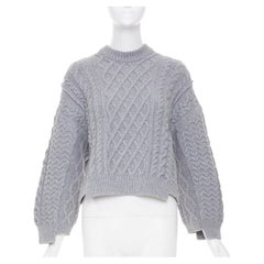 STELLA MCCARTNEY 2021 gray chunky cable organic cotton blend pullover top IT36