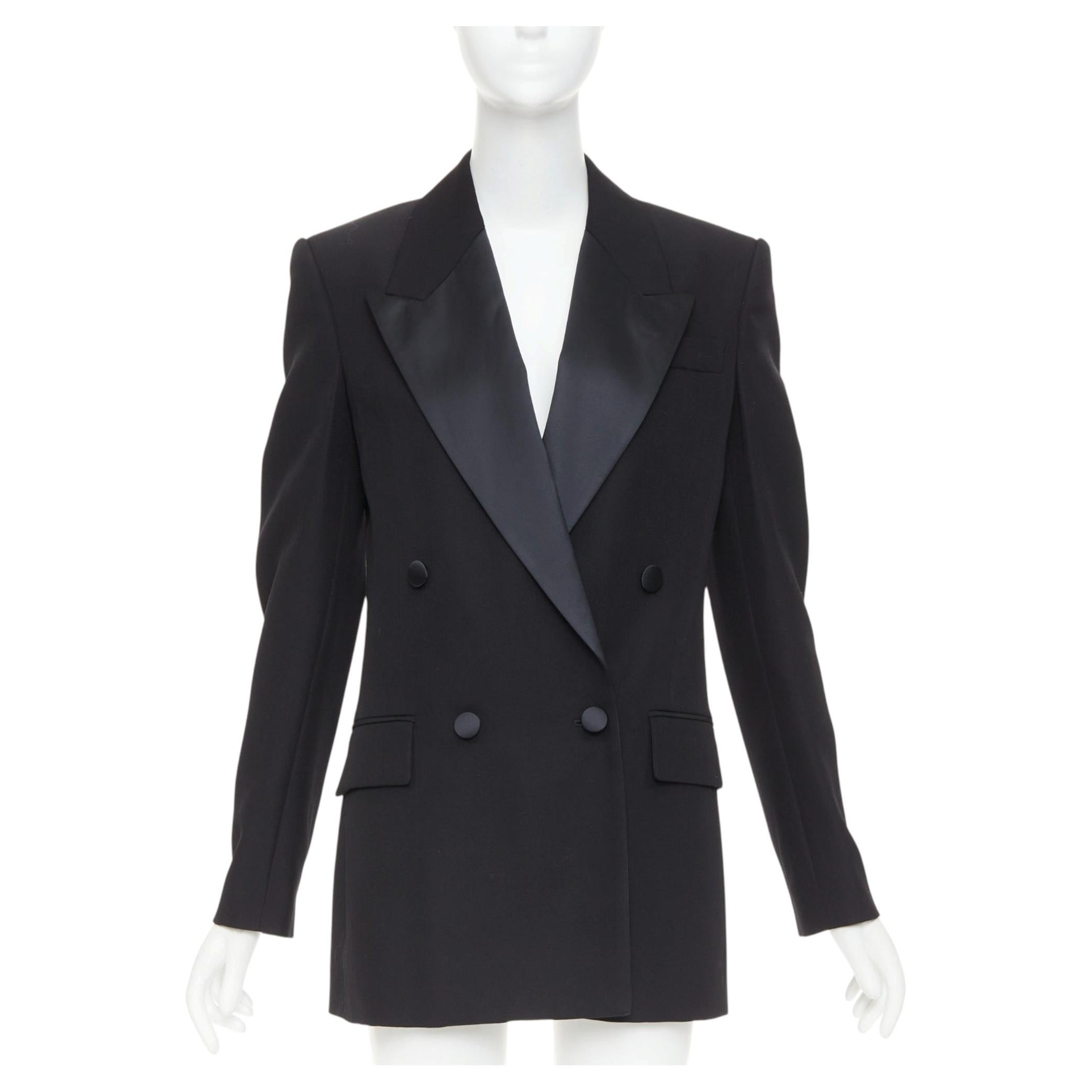 STELLA MCCARTNEY 2023 black wool satin double breasted tuxedo blazer IT38 XS