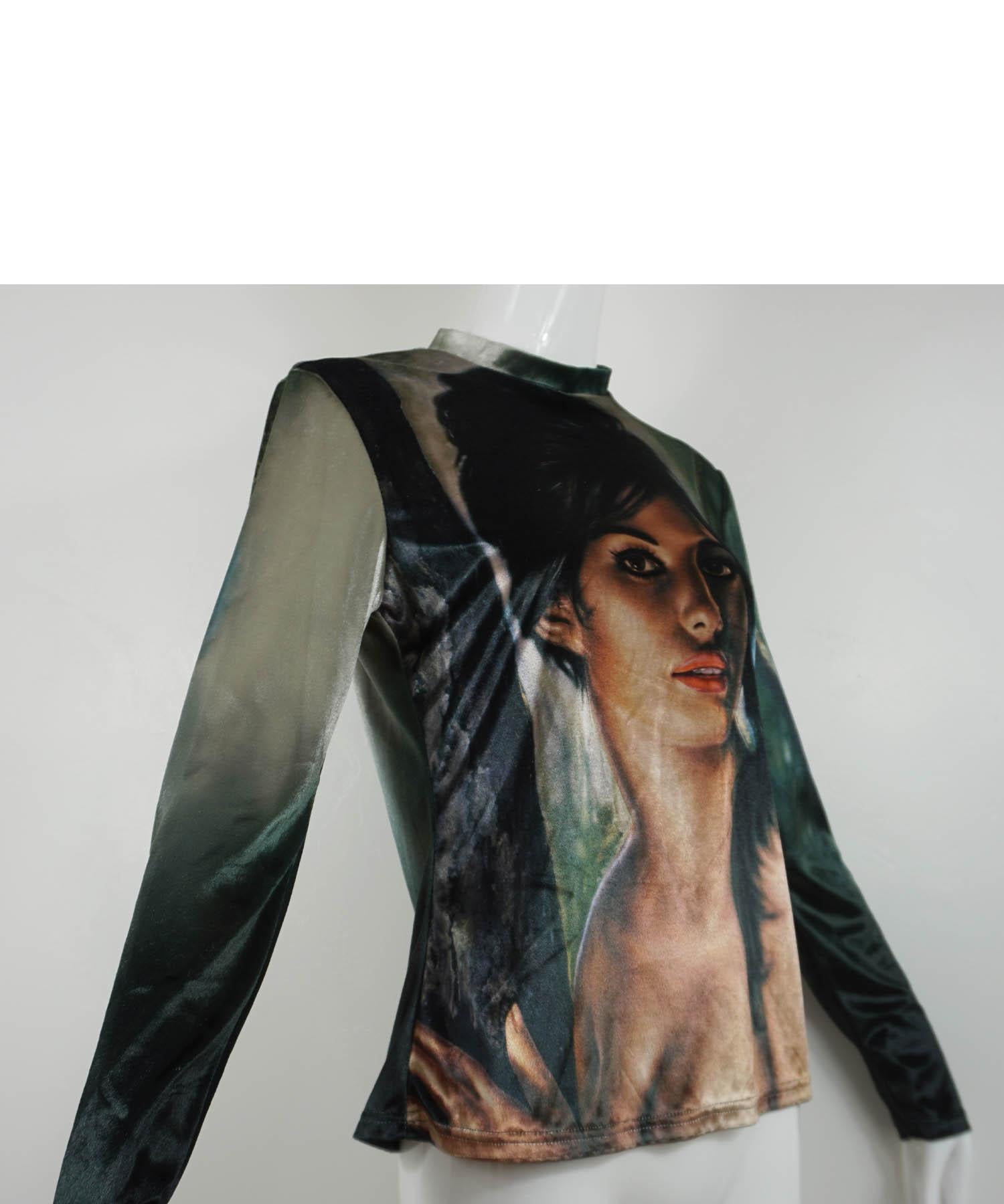 Stella McCartney 2pc Dress: Face Print Top & Black Lace Maxi Dress 42/6 For Sale 6