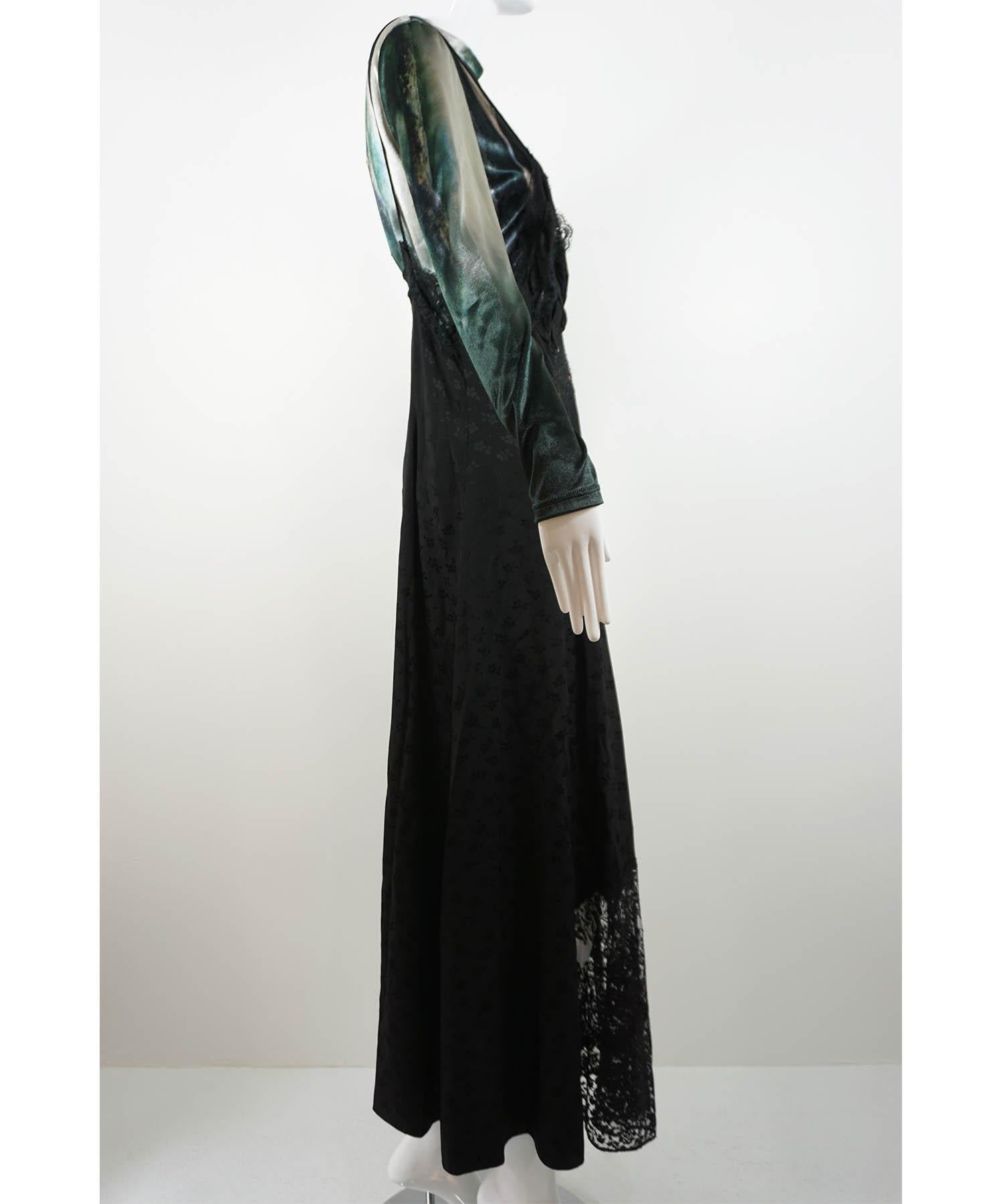 Stella McCartney 2pc Dress: Face Print Top & Black Lace Maxi Dress 42/6 For Sale 1