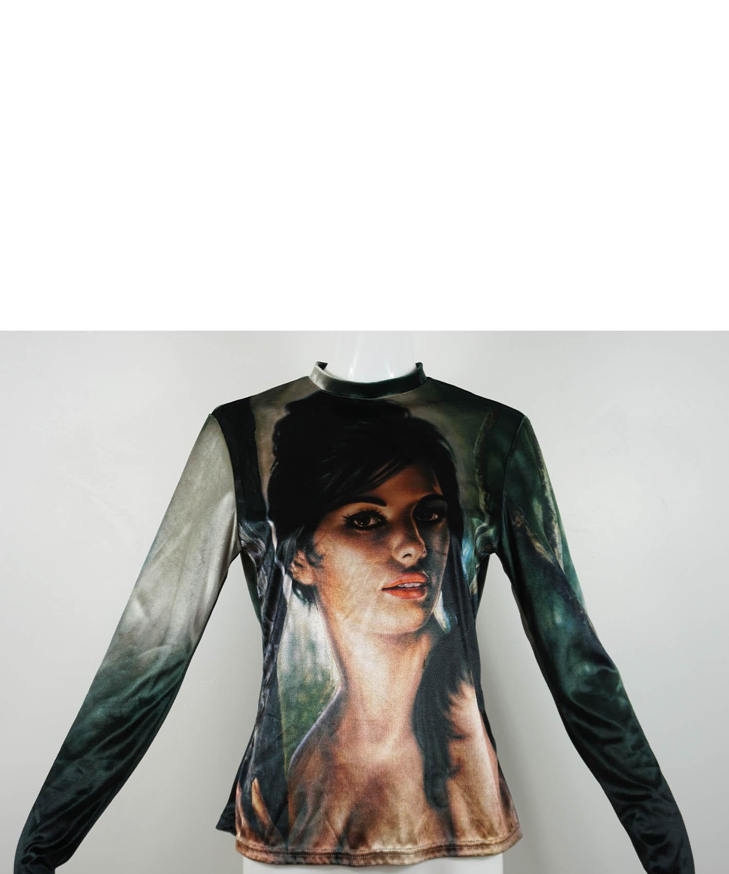 Stella McCartney 2pc Dress: Face Print Top & Black Lace Maxi Dress 42/6 For Sale 5
