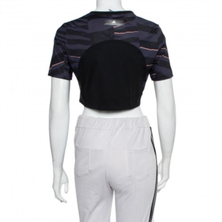 Black Stella McCartney Adidas Grey Train Crop Tee L For Sale