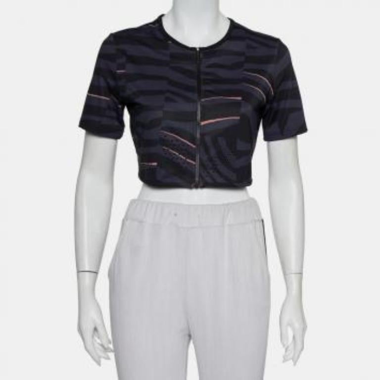 Stella McCartney Adidas Grey Train Crop Tee L For Sale 3