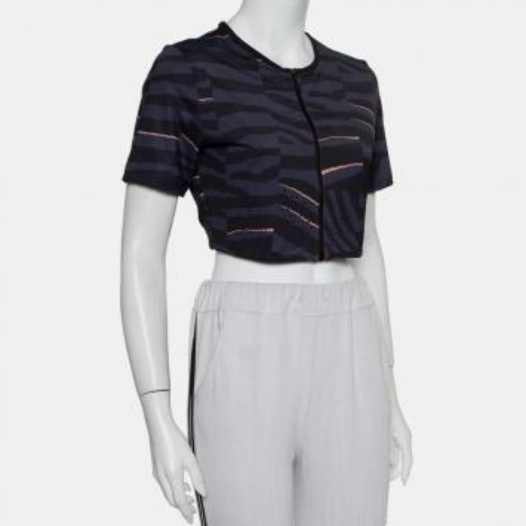 Stella McCartney Adidas Grey Train Crop Tee L For Sale 4