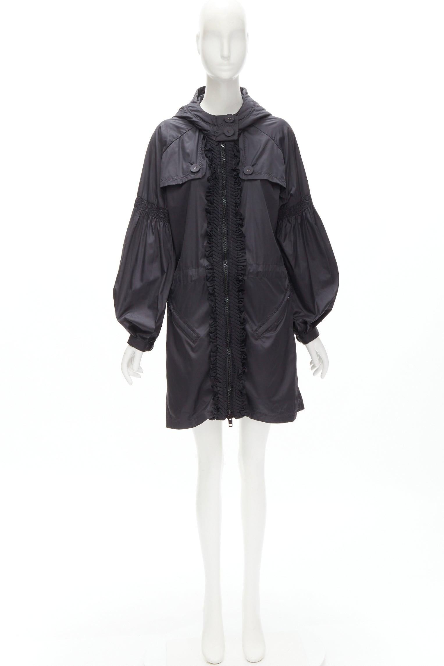 STELLA MCCARTNEY ADIDAS Chaqueta cortaviento anorak de nailon ligero con volante plisado S en venta 6