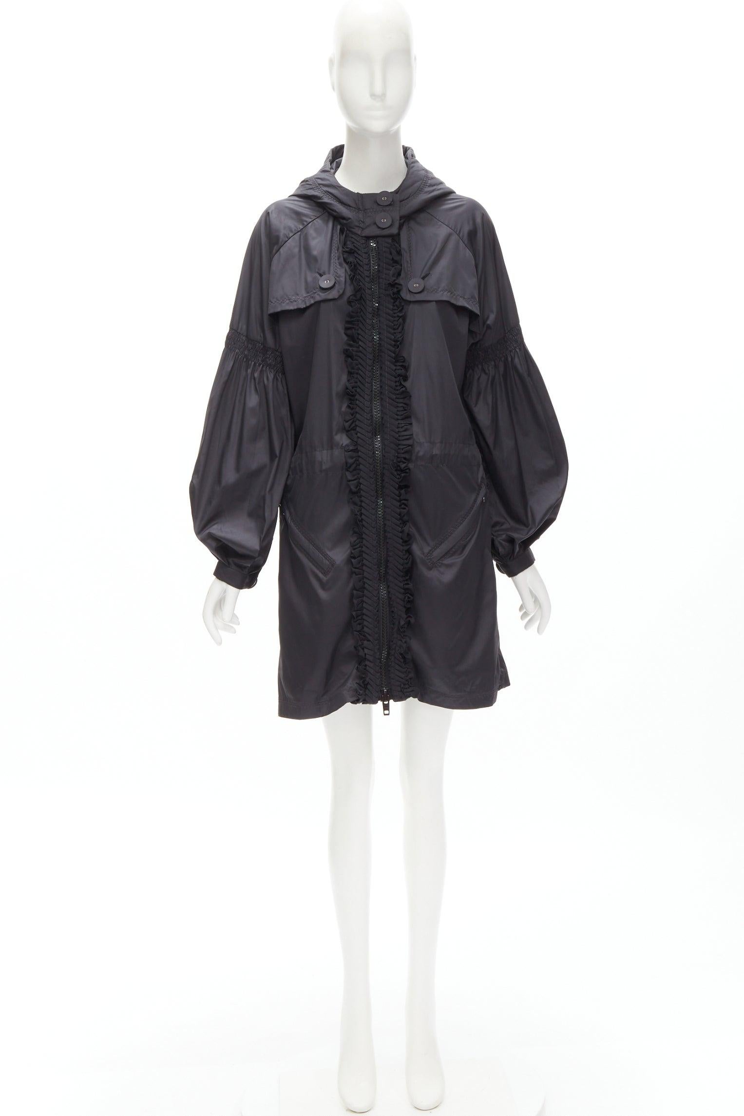 STELLA MCCARTNEY ADIDAS pleated ruffle light nylon windbreaker anorak jacket S For Sale 7