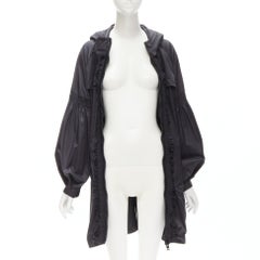 STELLA MCCARTNEY ADIDAS pleated ruffle light nylon windbreaker anorak jacket S