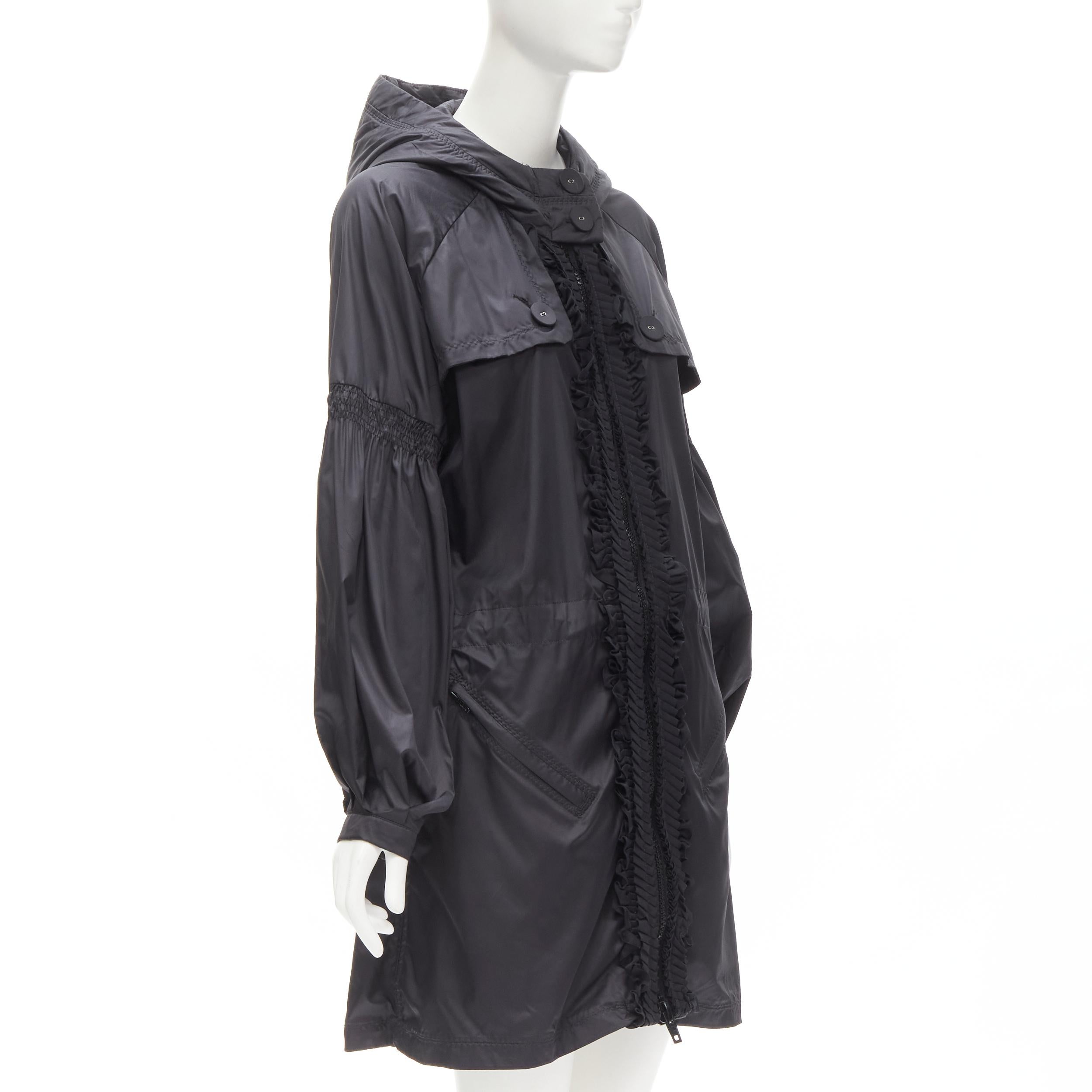 Women's STELLA MCCARTNEY ADIDAS pleated ruffle light nylon windbreaker anorak jacket S