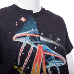 STELLA MCCARTNEY All Is Love UFO black bias cut cotton tshirt IT38 XS