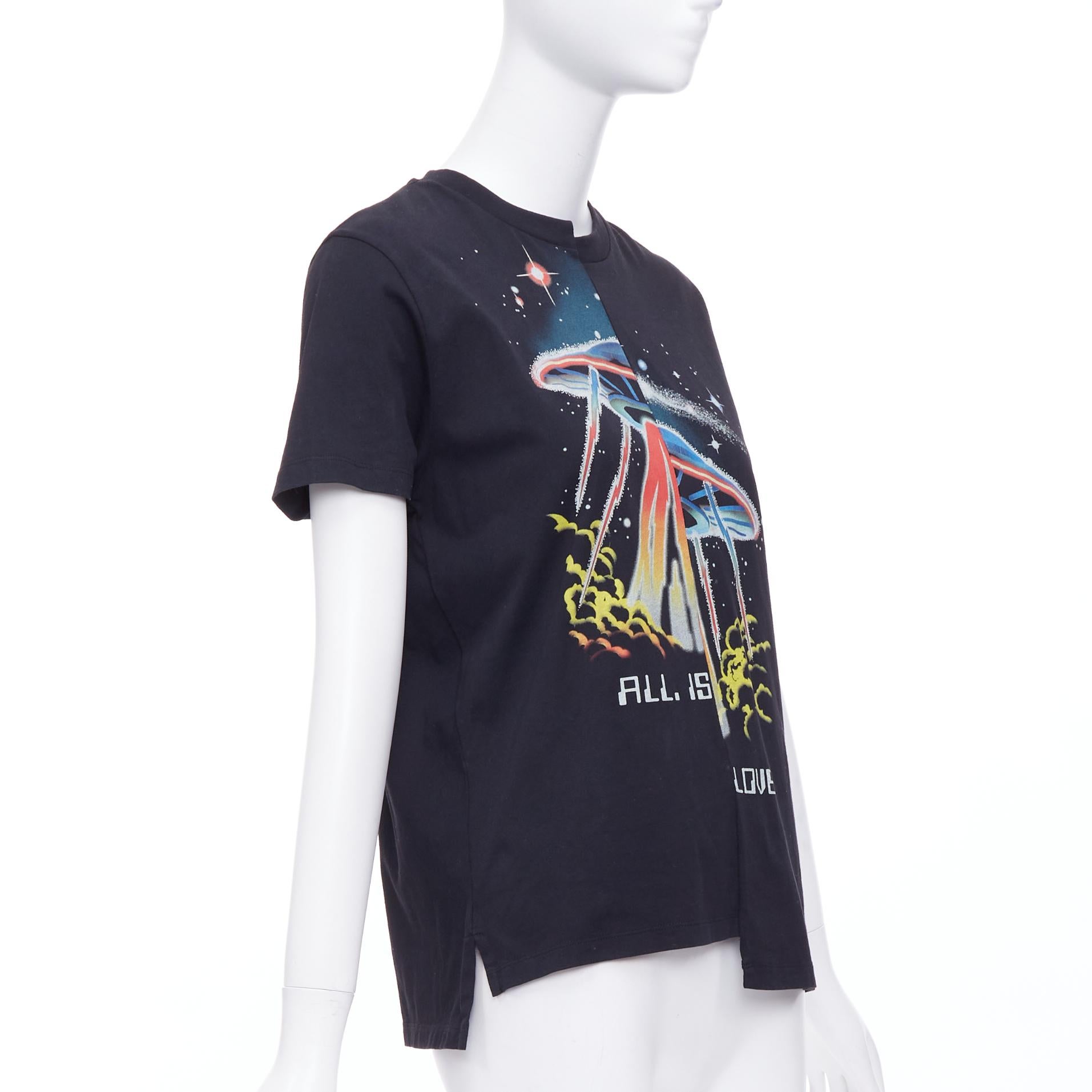 Black STELLA MCCARTNEY All Is Love UFO black bias cut cotton tshirt IT38 XS For Sale