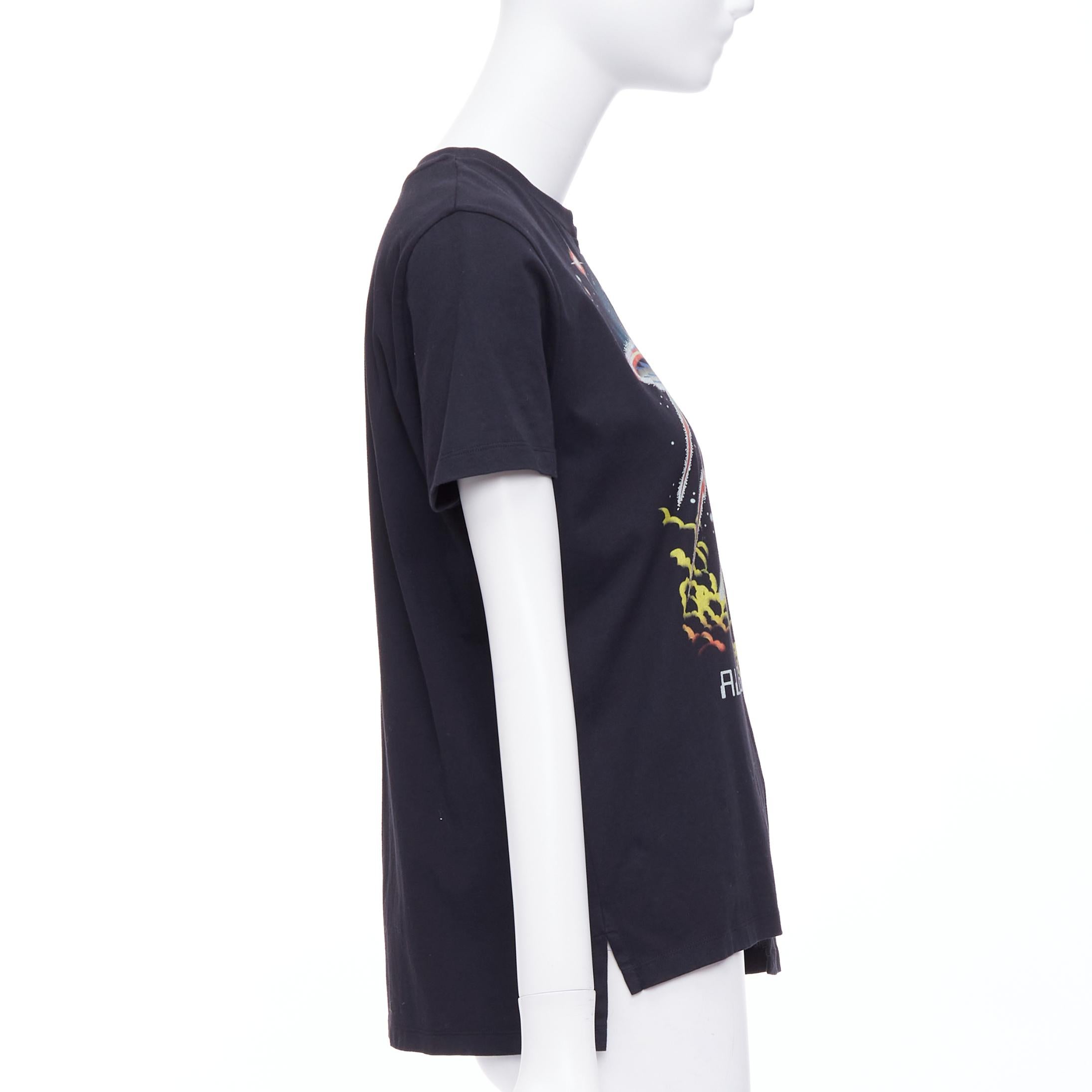 STELLA MCCARTNEY All Is Love UFO black bias cut cotton tshirt IT38 XS In Good Condition For Sale In Hong Kong, NT