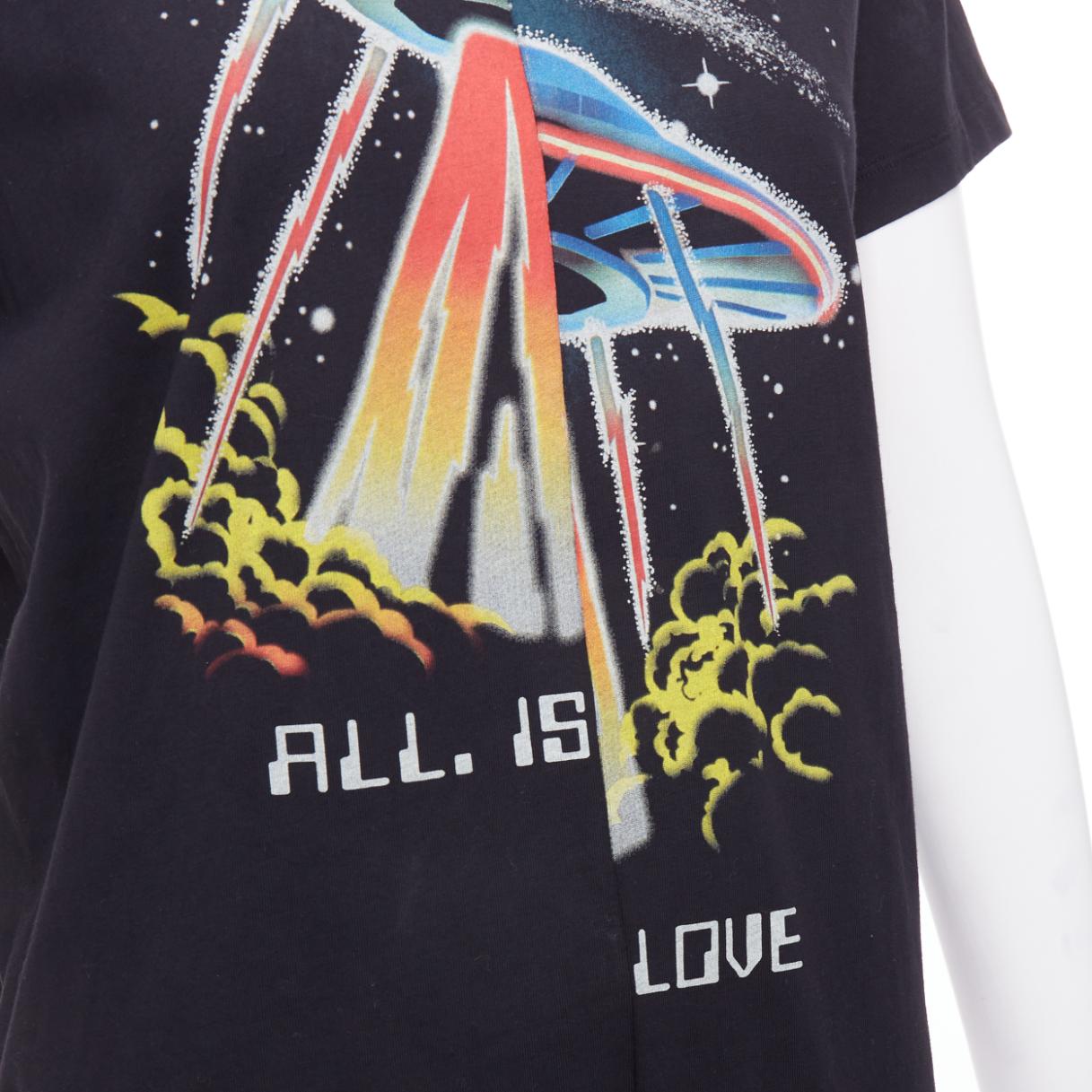 STELLA MCCARTNEY All Is Love UFO black bias cut cotton tshirt IT38 XS For Sale 2