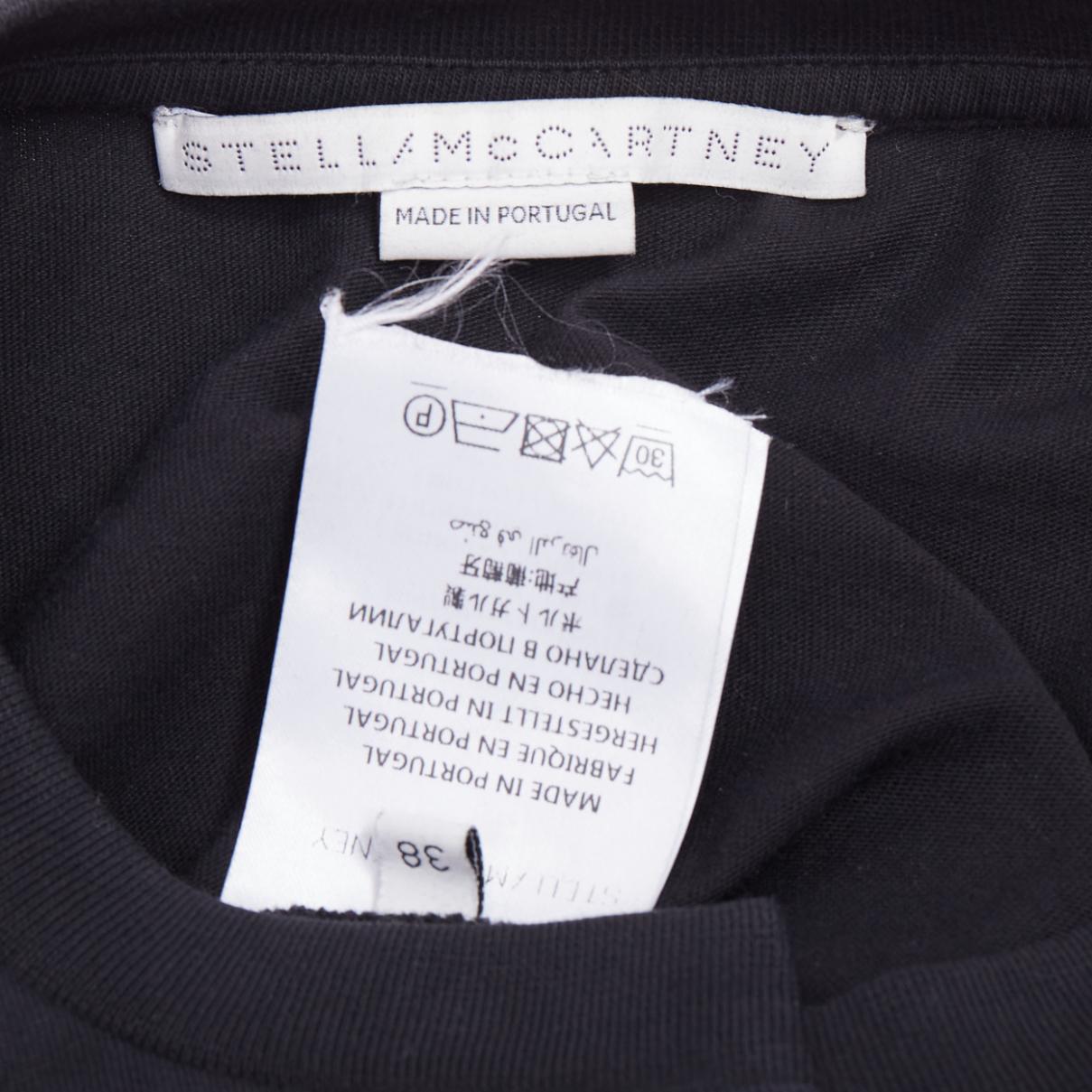 STELLA MCCARTNEY All Is Love UFO black bias cut cotton tshirt IT38 XS For Sale 3