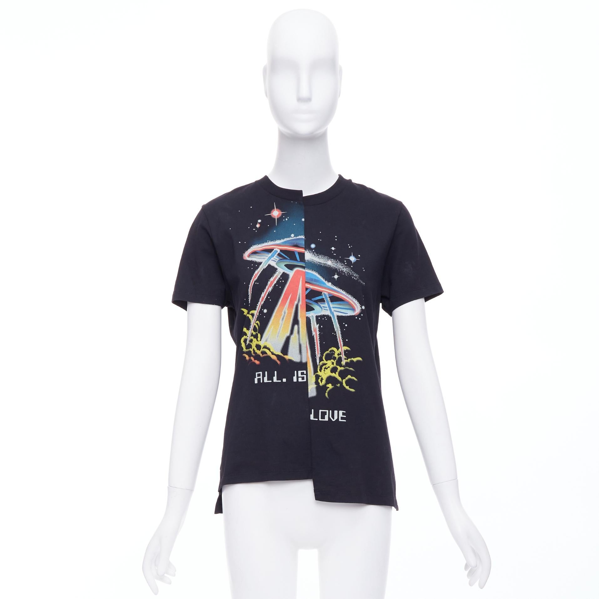 STELLA MCCARTNEY All Is Love UFO black bias cut cotton tshirt IT38 XS For Sale 4