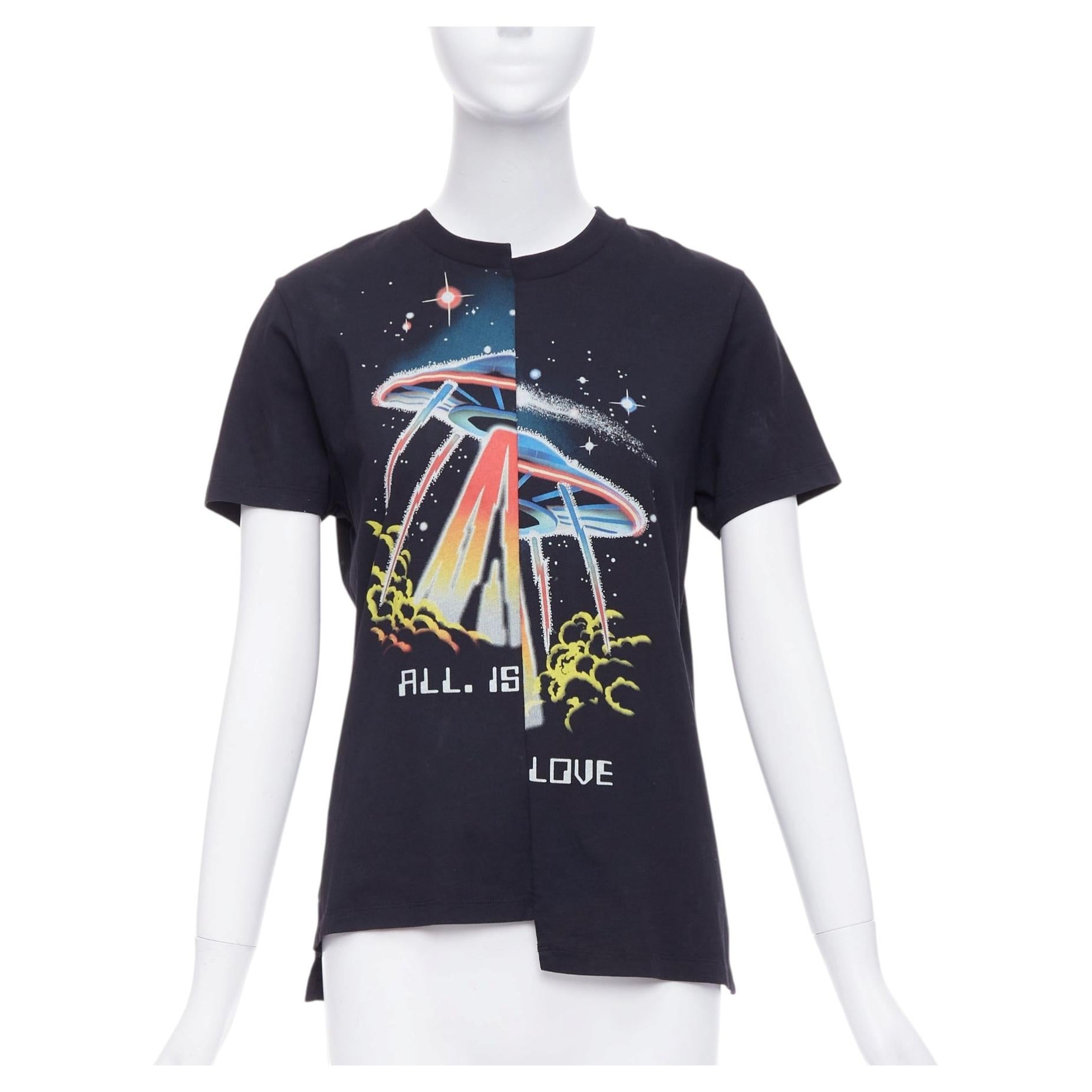 Pre-owned Stella Mccartney All Is Love Ufo Black Bias Cut Cotton Tshirt It38 Xs