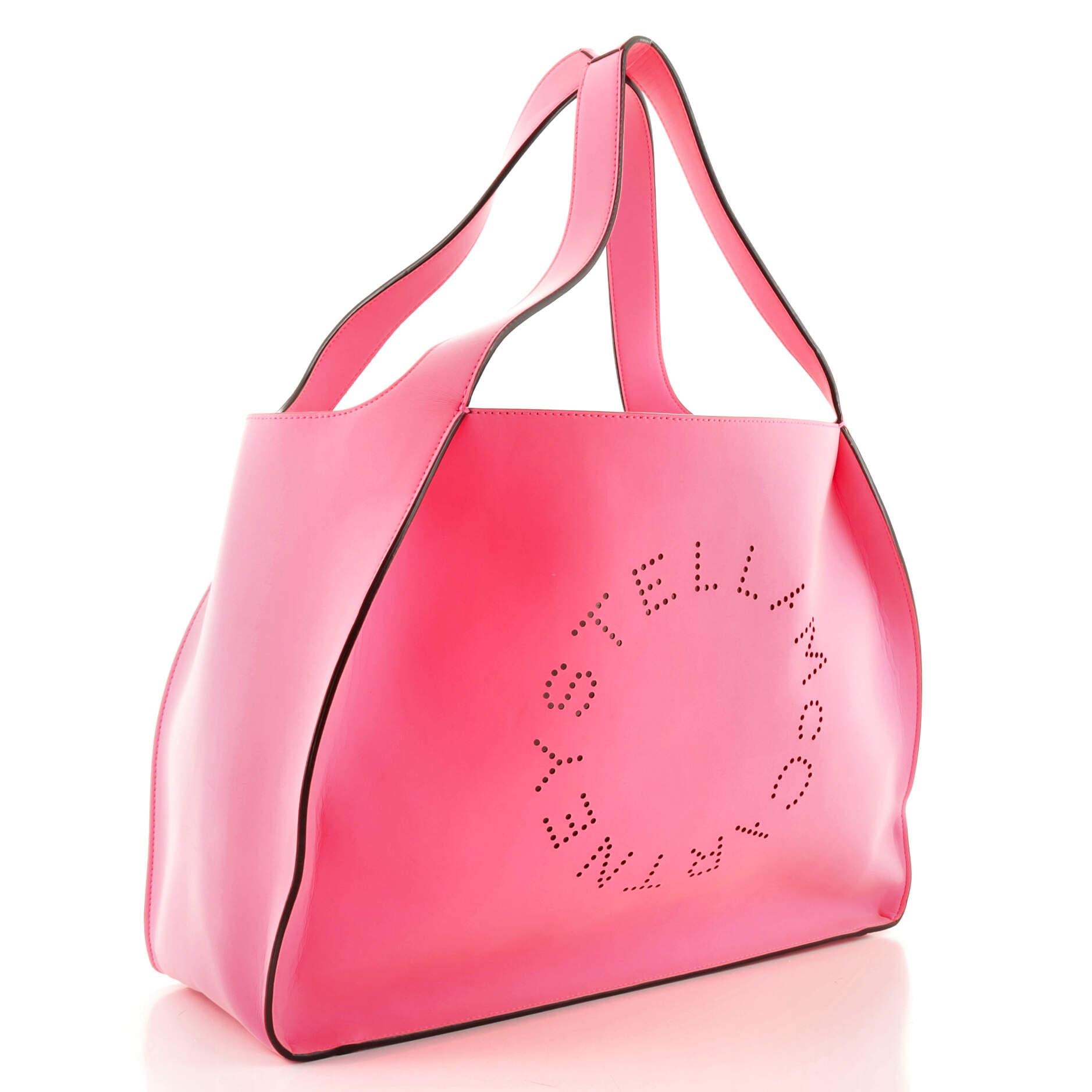 Pink Stella McCartney Alter Tote Perforated Faux Leather East West